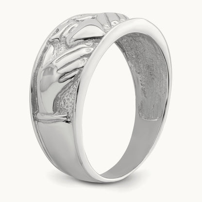 Men's Claddagh Band, 14K White Gold