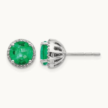 Diamond and Emerald Post Earrings — photo set