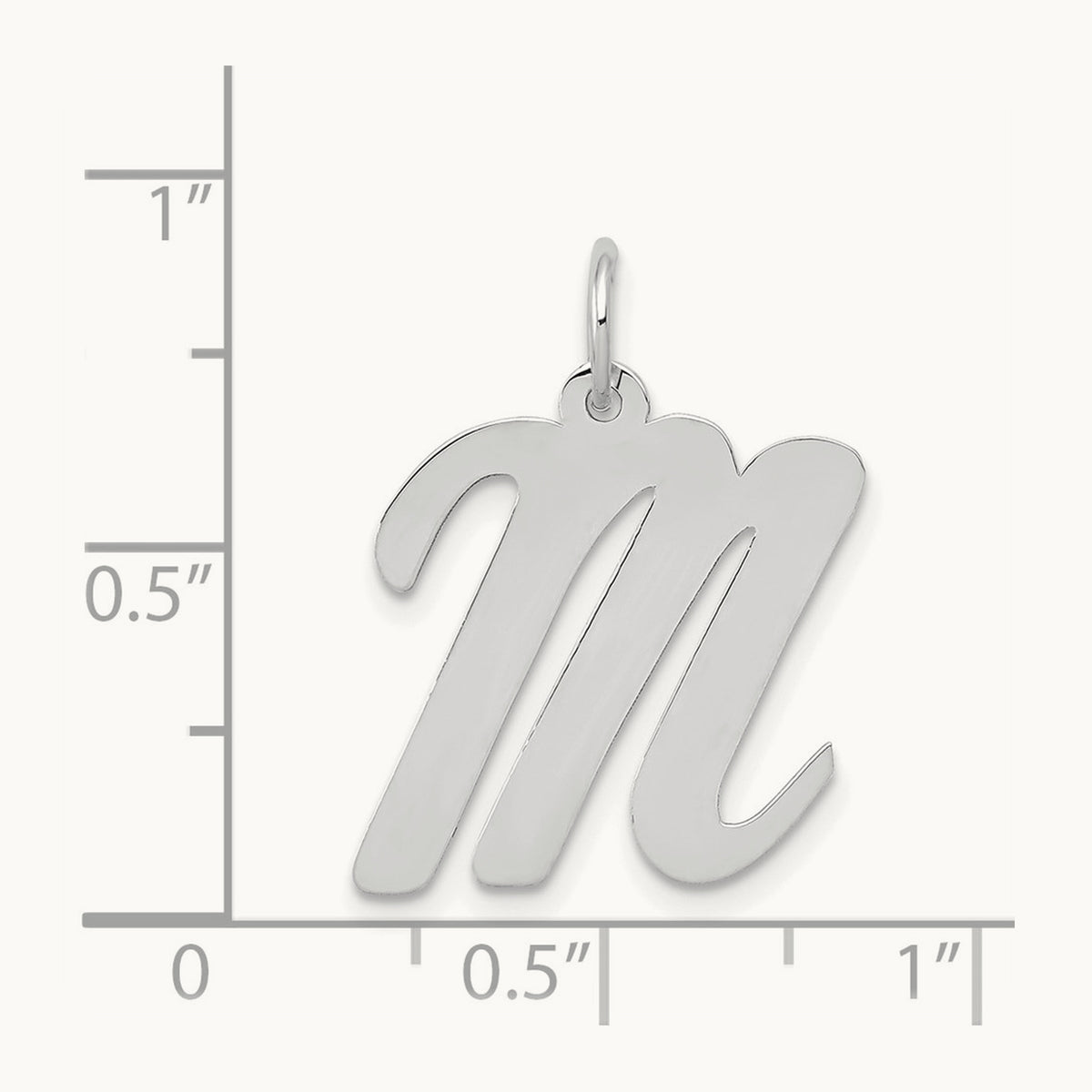 Large Script Initial Charm — 14K White Gold, M
