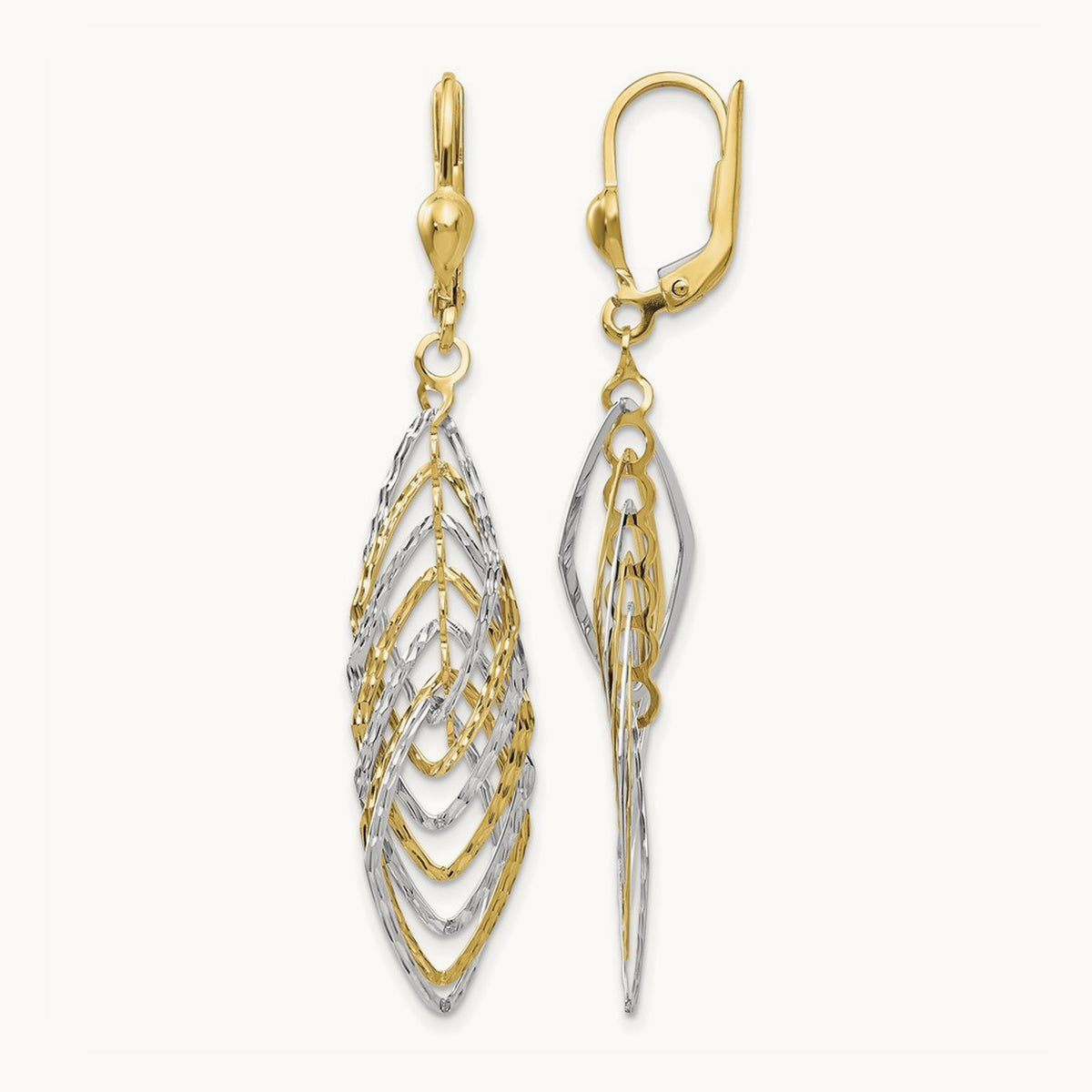 Polished Diamond-cut Dangle Leverback Earrings — photo set