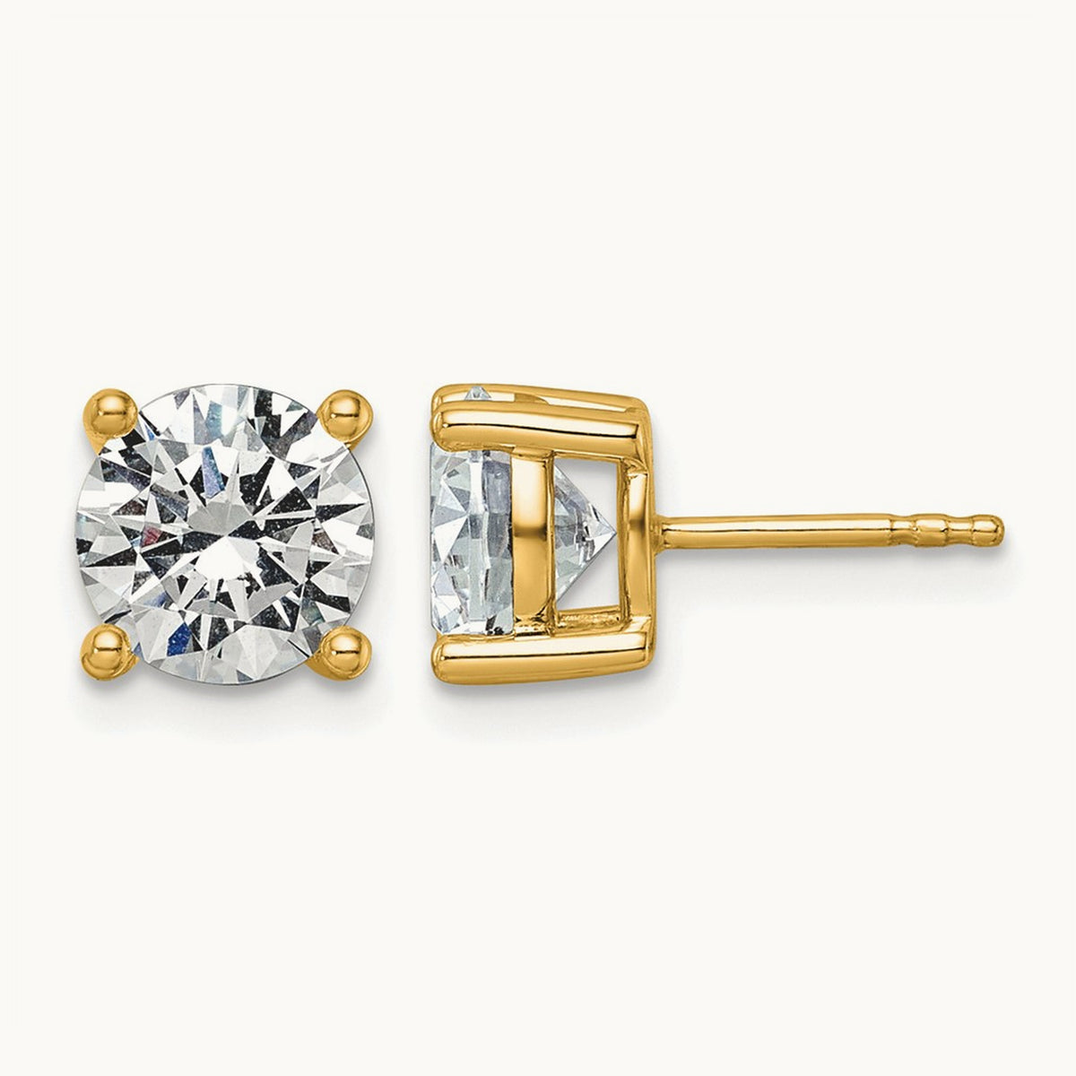 Round Lightweight Earrings, 0.25-6.00 ct tw Lab-Grown Diamond — 3 ct, 10K Yellow Gold
