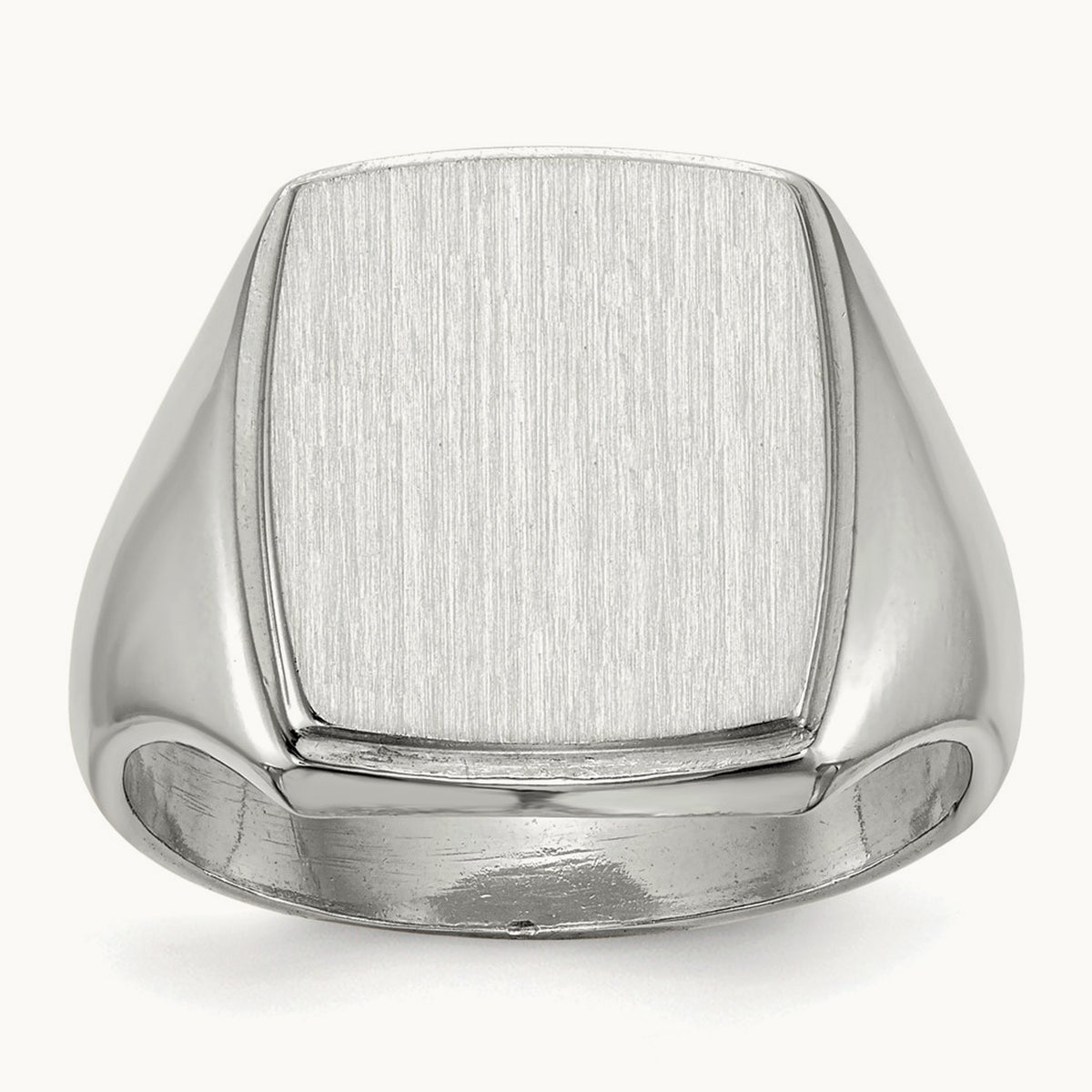 13.0x15. Closed Back Mens Signet Ring, 0mm, 14K White Gold