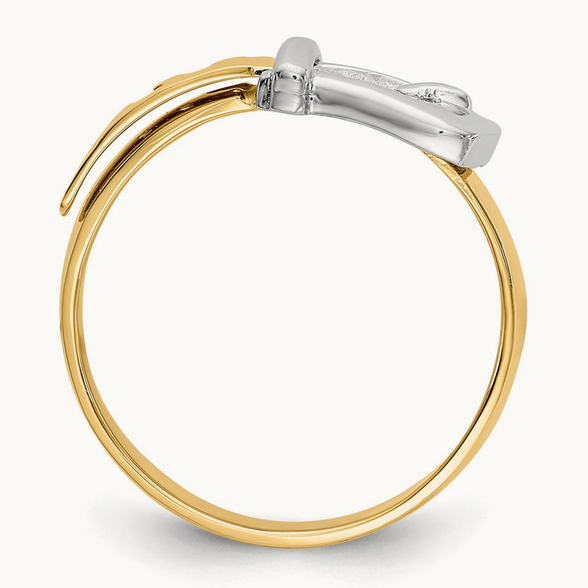 Polished Buckle Ring, 14K Two-tone