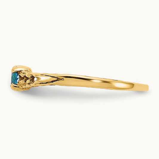 Madi K Blue Topaz Birthstone Baby Ring, 3mm, 14K