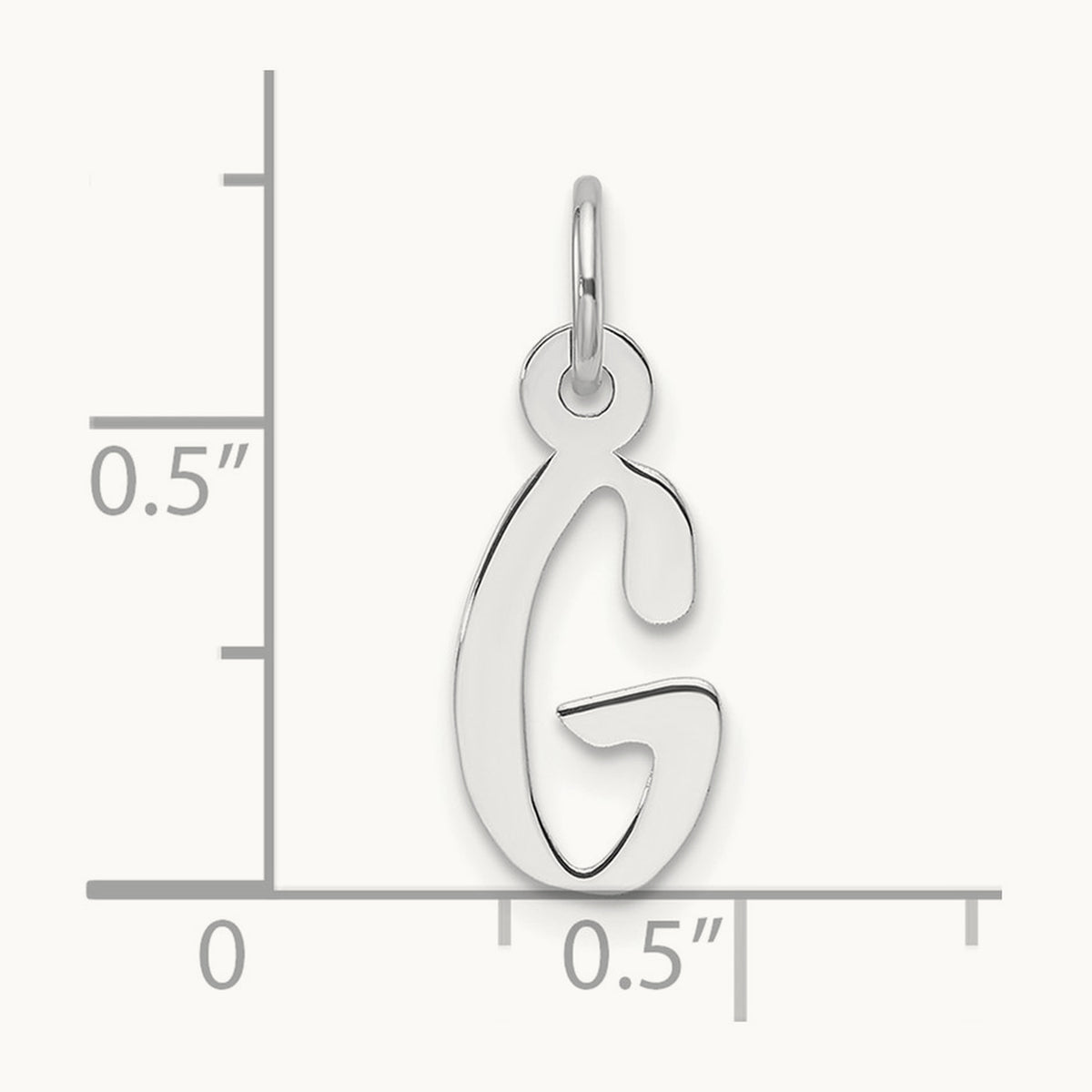 Slanted Block Initial Charm — 14K White Gold, G