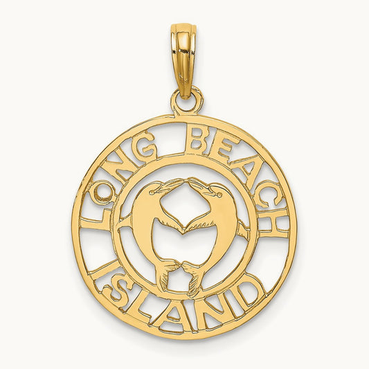 LONG BEACH ISLAND w/ Dolphins Charm, 14K