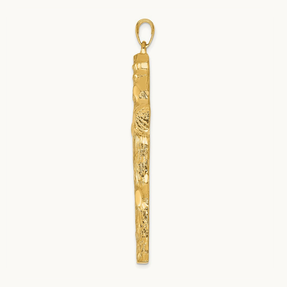 Large Tree Textured Cross Pendant — 14K Yellow Gold