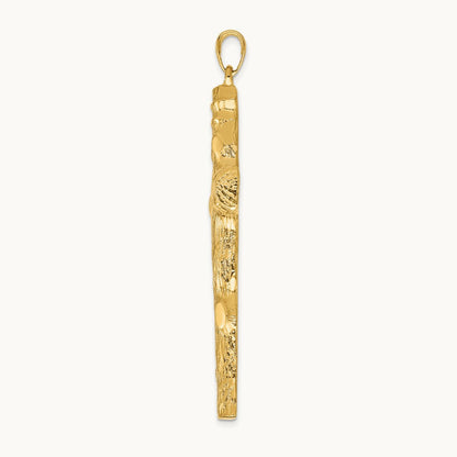 Large Tree Textured Cross Pendant — 14K Yellow Gold