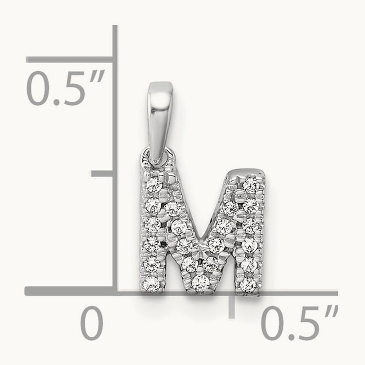 Diamond Initial with Bail Pendant — 14K White Gold, M