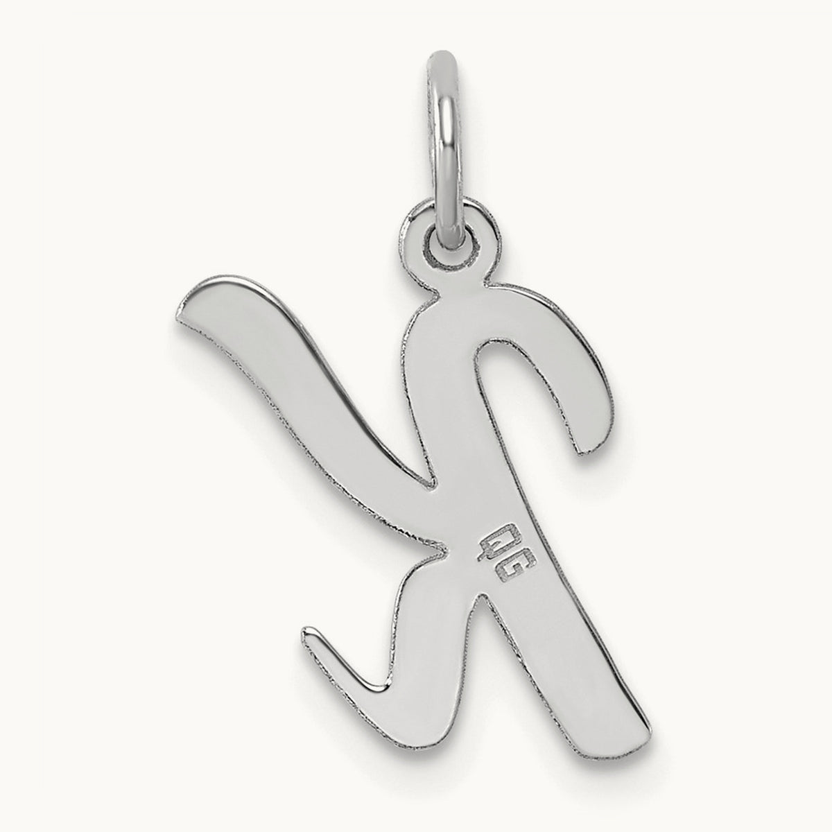 Medium Script Initial Charm — 14K White Gold, K