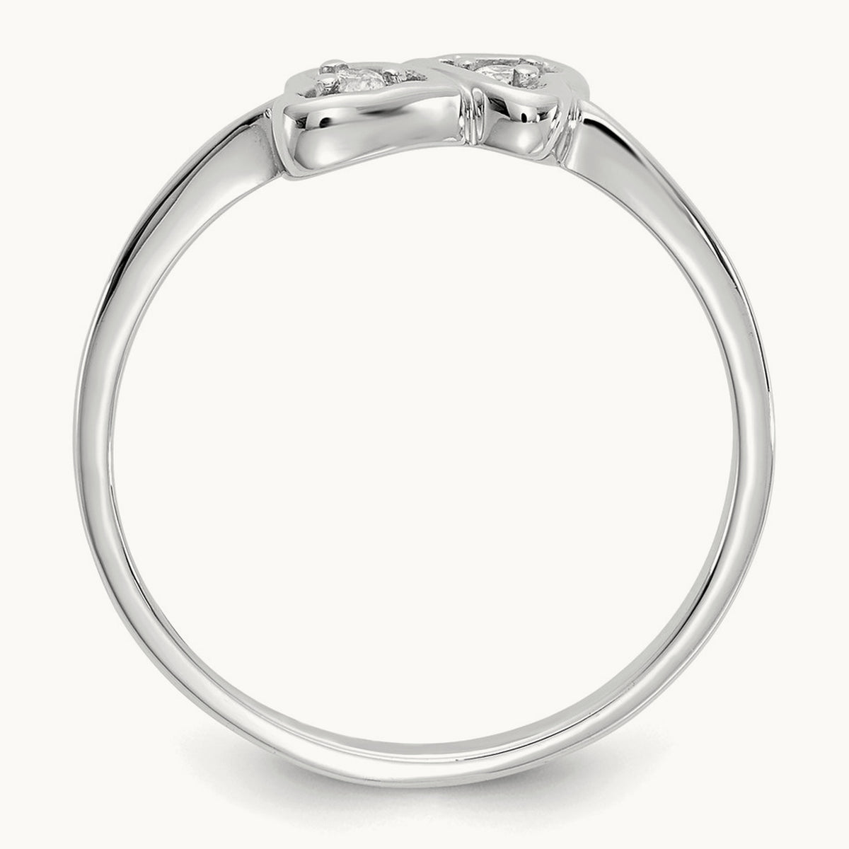 Polished AA Diamond Heart Ring, 14K White Gold