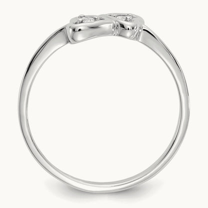 Polished AA Diamond Heart Ring, 14K White Gold