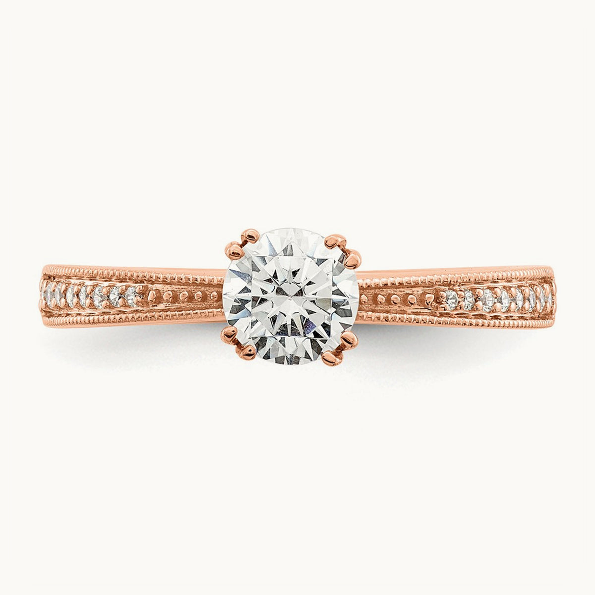 1/2ct Round Semi-Mount Engagement Dia Ring, 14K Rose Gold