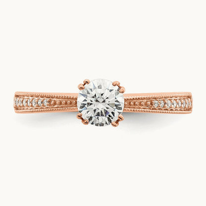 1/2ct Round Semi-Mount Engagement Dia Ring, 14K Rose Gold
