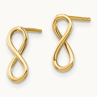 Polished Infinity Post Earrings — 14K Yellow Gold