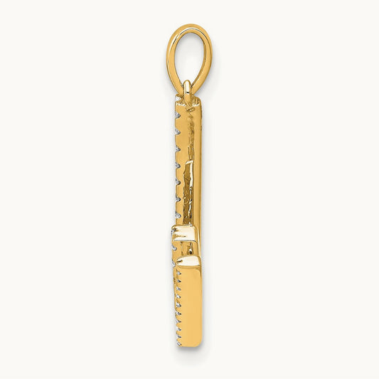 Diamond Letter W Initial Pendant, 14K