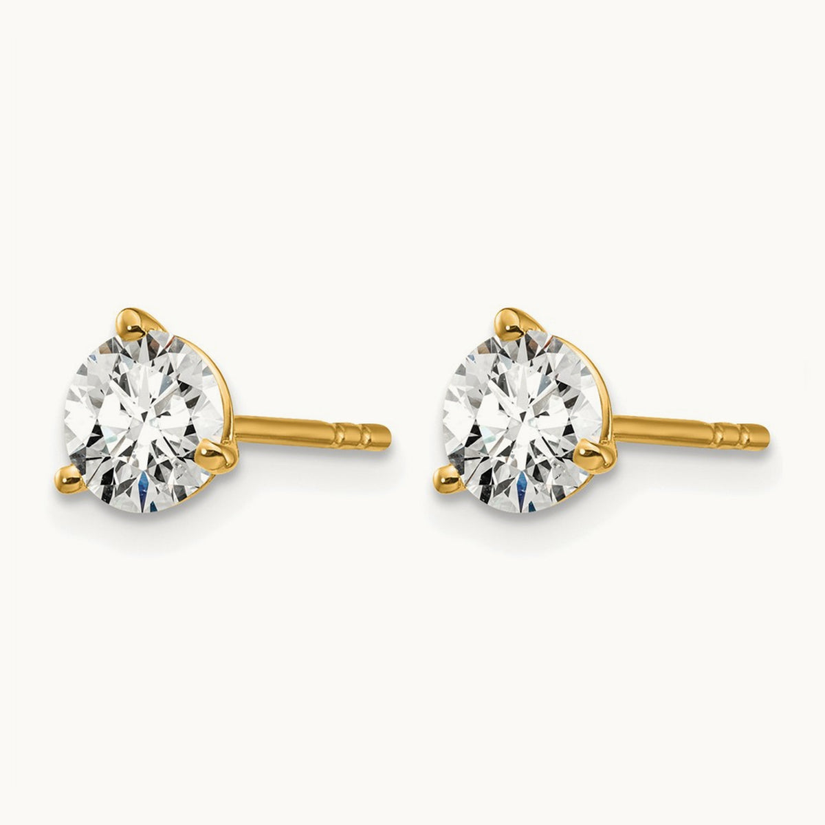 Round Stud Earrings, 0.10-6.00 ct tw Lab-Grown Diamond — 1 ct, 14K Yellow Gold