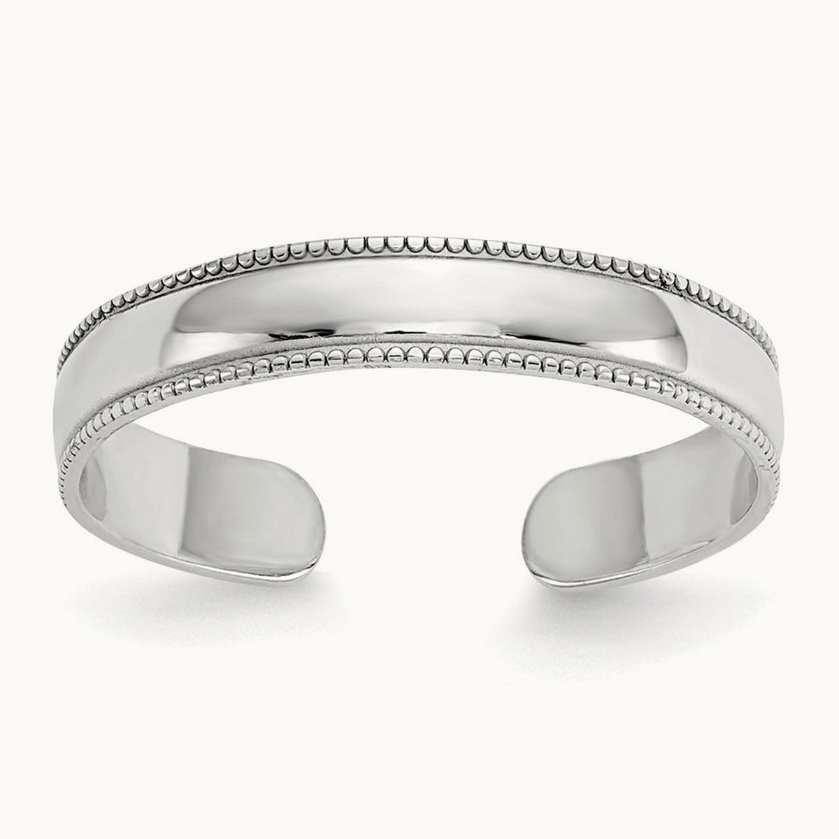 Milgrain Adjustable Toe Ring — 14K White Gold