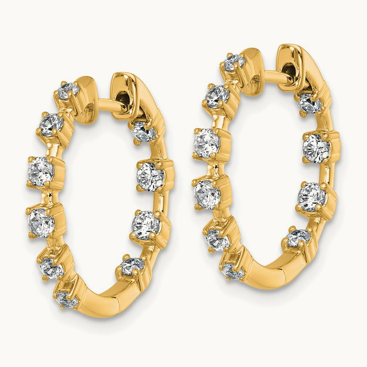 In/Out Hinged Hoop Earrings, 0.75 ct tw Lab-Grown Diamond — 14K Yellow Gold