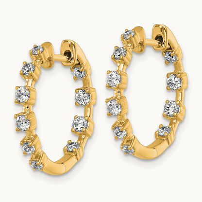In/Out Hinged Hoop Earrings, 0.75 ct tw Lab-Grown Diamond — 14K Yellow Gold