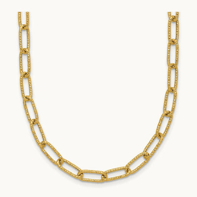 Textured Open Link Necklace, 14K