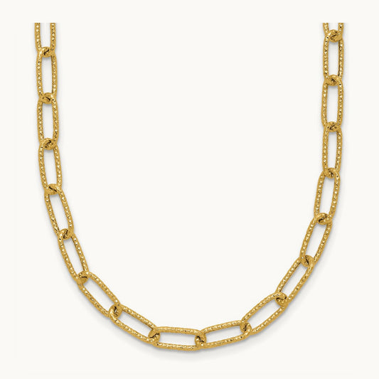Textured Open Link Necklace, 14K