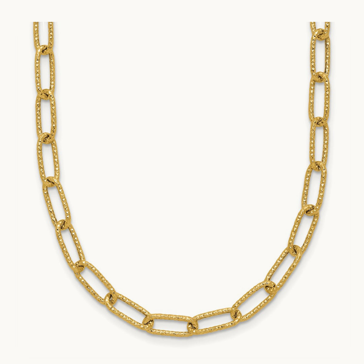 Textured Open Link Necklace, 14K