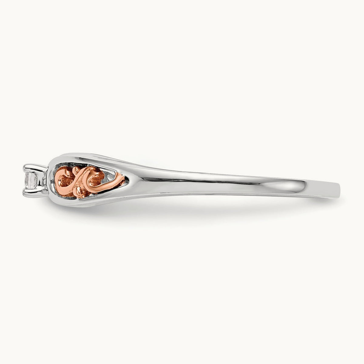First Promise Comp. Diamond Promise/Eng Ring, 14K White Gold with Rose Gold