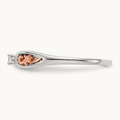 First Promise Comp. Diamond Promise/Eng Ring, 14K White Gold with Rose Gold