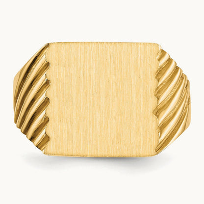 13.0x13. Closed Back Mens Signet Ring, 0mm, 14K