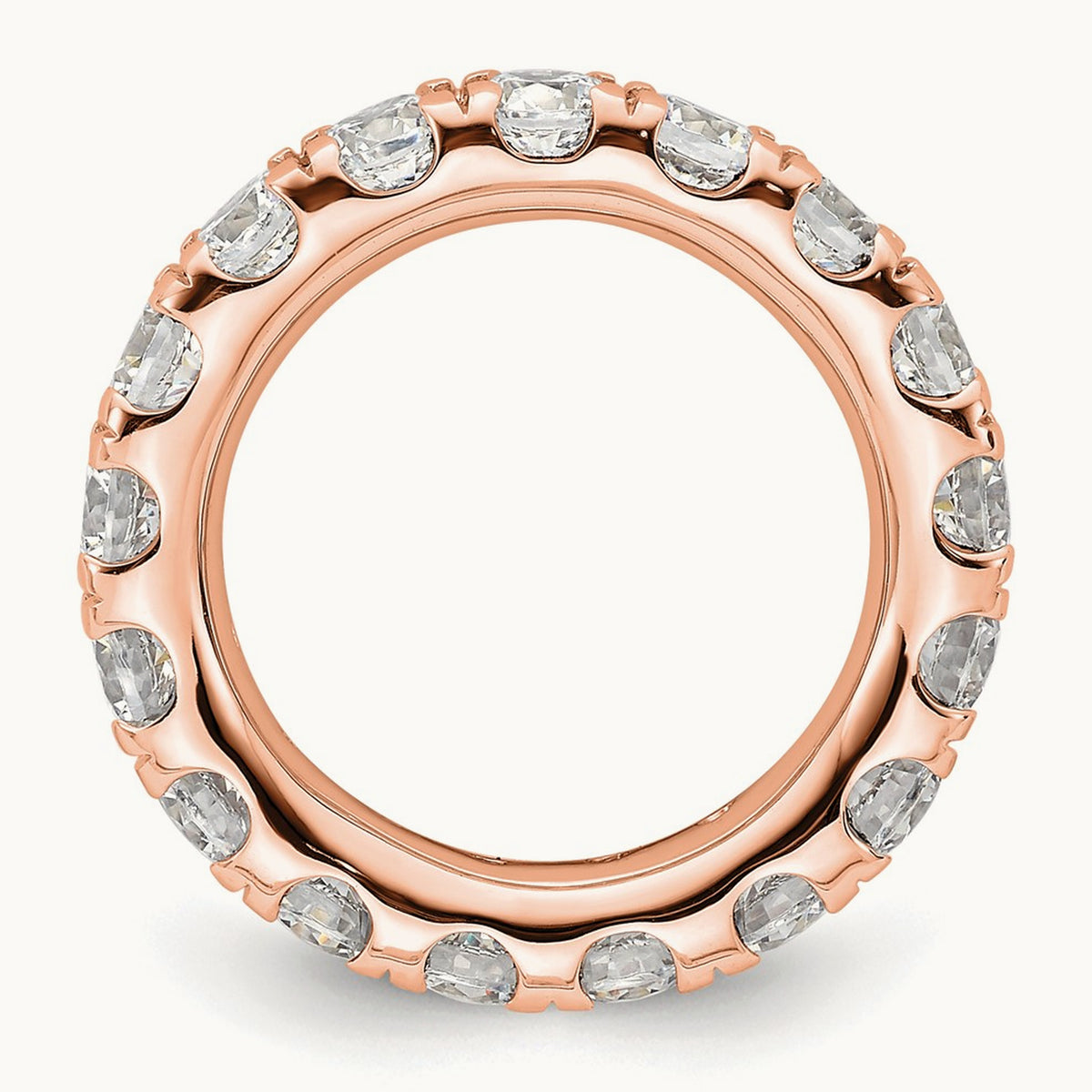 Polished U Shared Prong Diamond Eternity Band, 3.00 ct tw — 14K Rose Gold