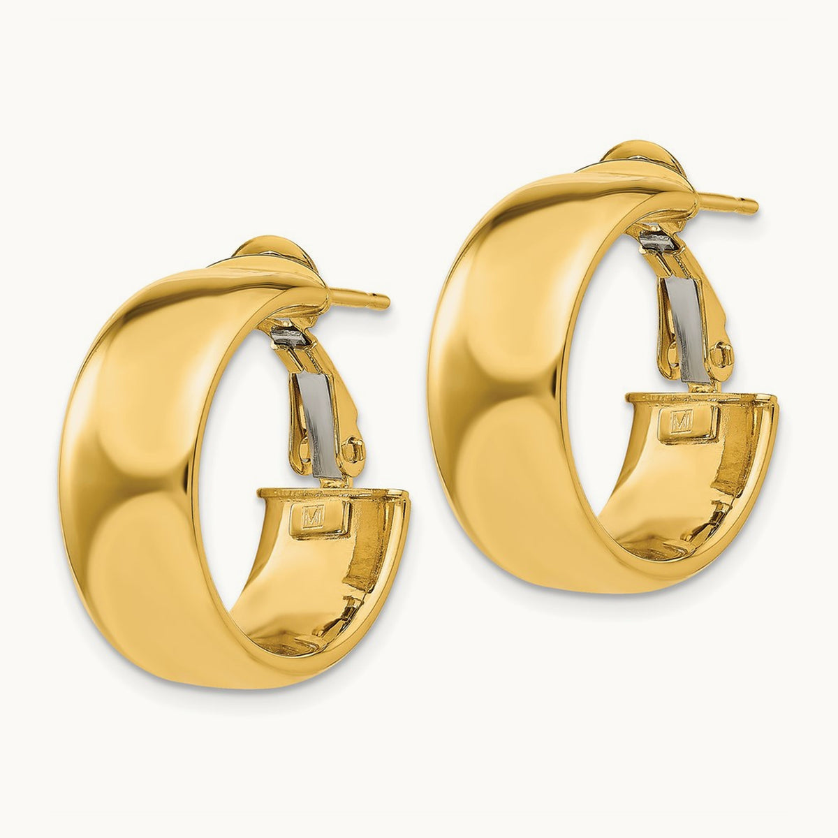 Small Omega Back Hoop Earrings, 7.75mm, 14K