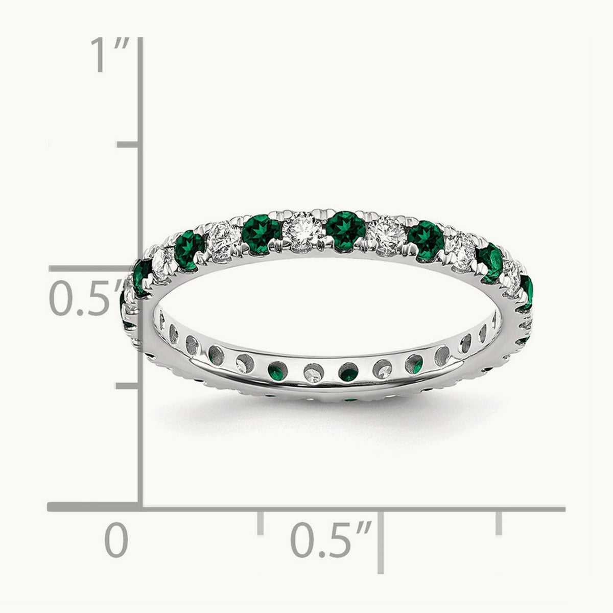 Created Emerald Eternity Band, 0.25-0.50 ct tw Lab-Grown Diamond — 14K White Gold