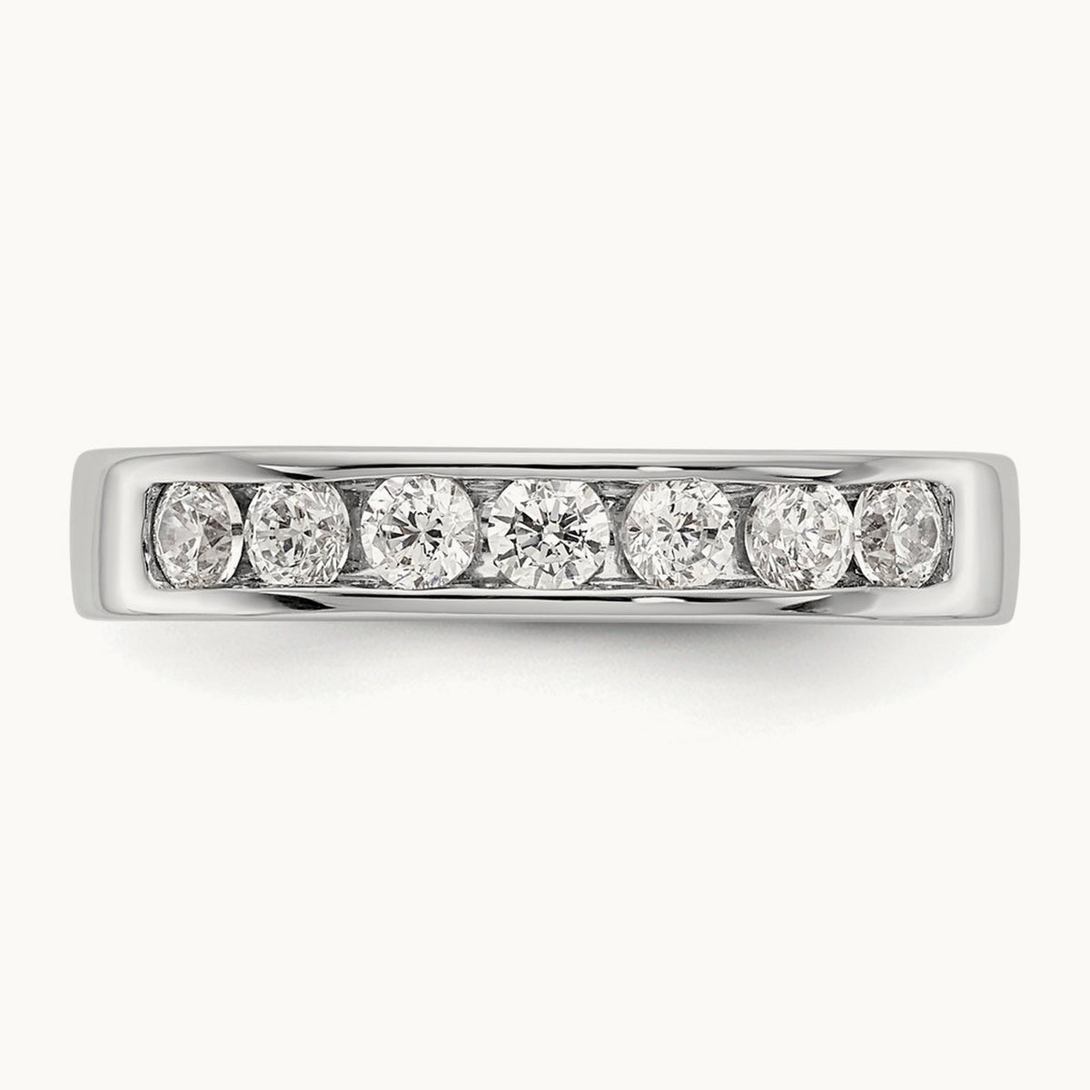 7-Stone Diamond Channel Band, 14K White Gold