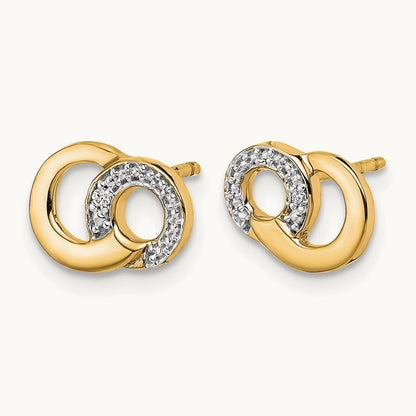 Diamond Circles Post Earrings, 14K with White Rhodium