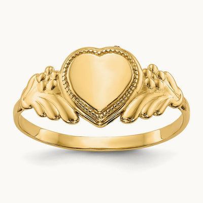 Polished Heart Baby Ring, 14K