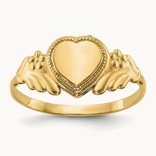Polished Heart Baby Ring, 14K