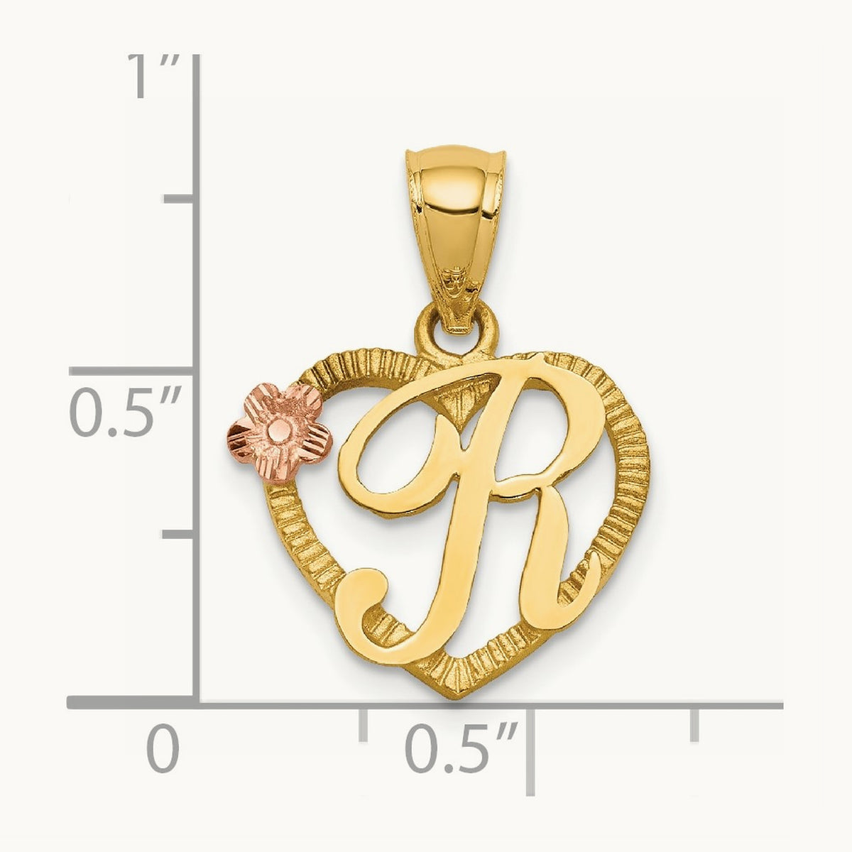Heart Initial Pendant — 14K Two-Tone Gold, R