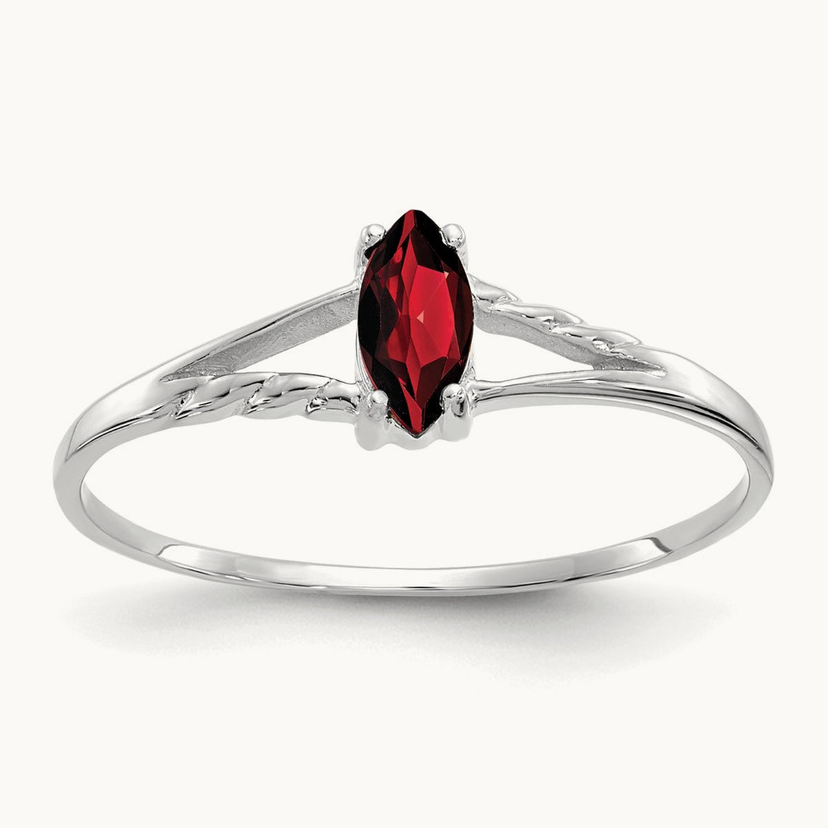 Garnet Birthstone Ring, 14K White Gold