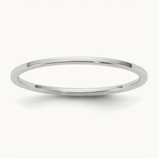 Lightweight Flat Band, 1mm, 10K White Gold