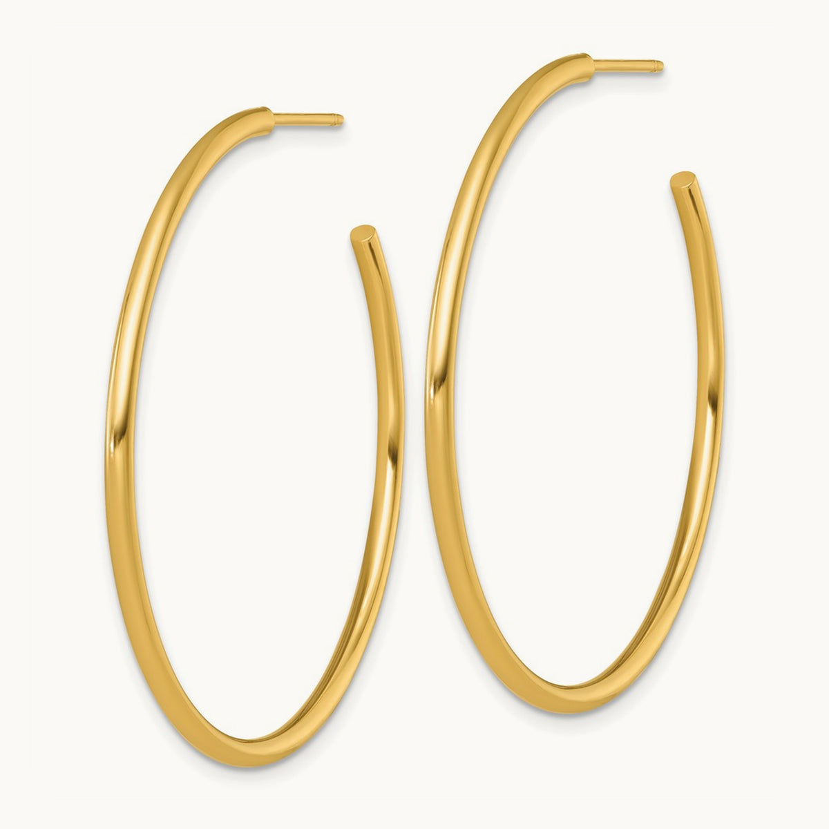 2.0 x Polished Post Hoop Earrings — 14K Yellow Gold