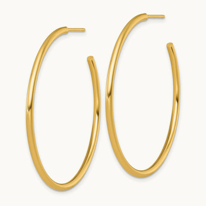 2.0 x Polished Post Hoop Earrings — 14K Yellow Gold