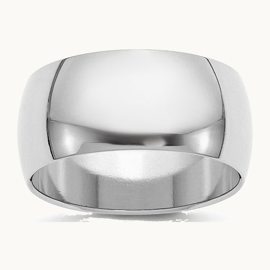Sterling Silver Rhodium-plated 10mm Half-Round Band