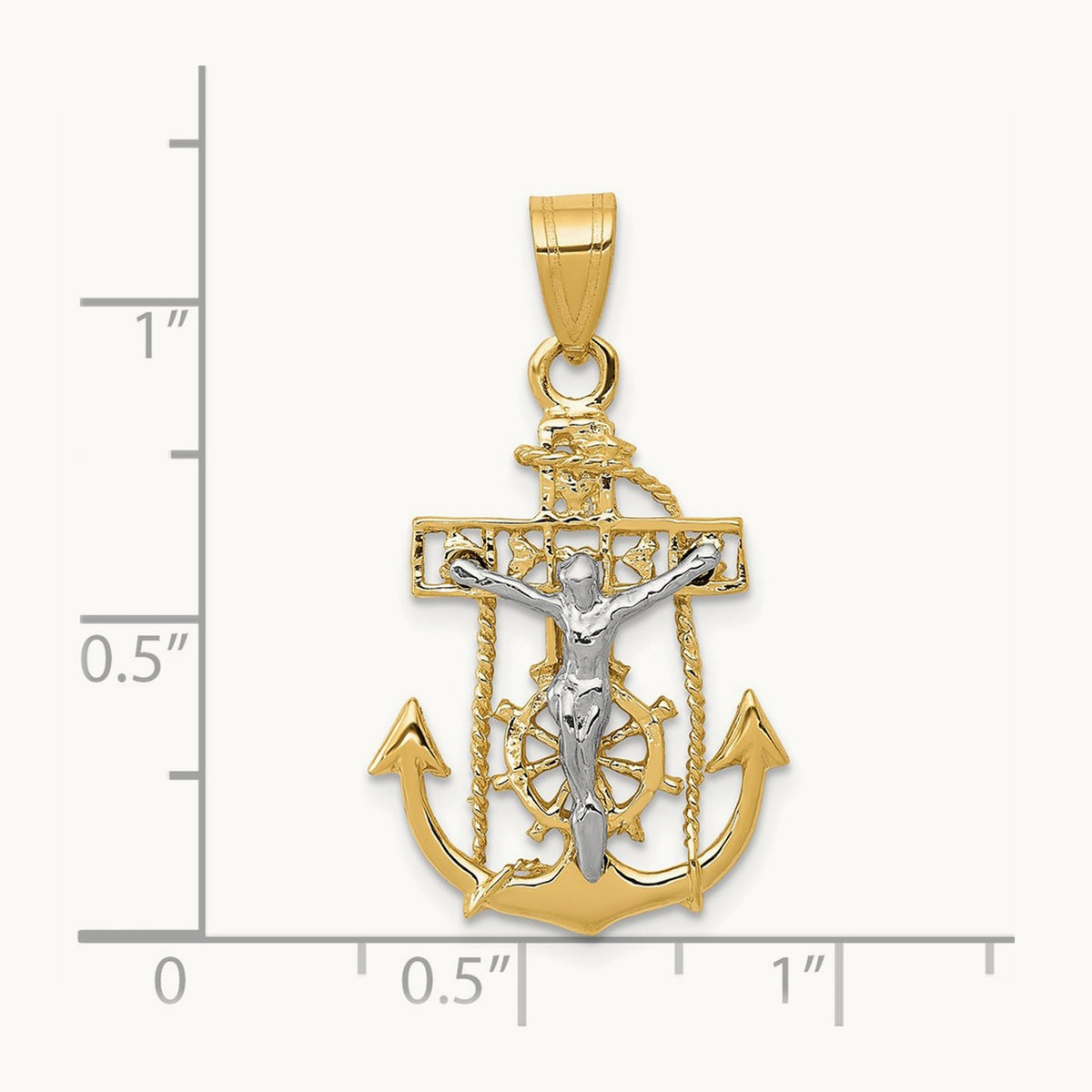 Mariners Cross Pendant — 14K Two-Tone Gold, 29mm