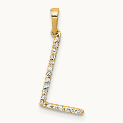 Diamond Letter L Initial Pendant, 14K