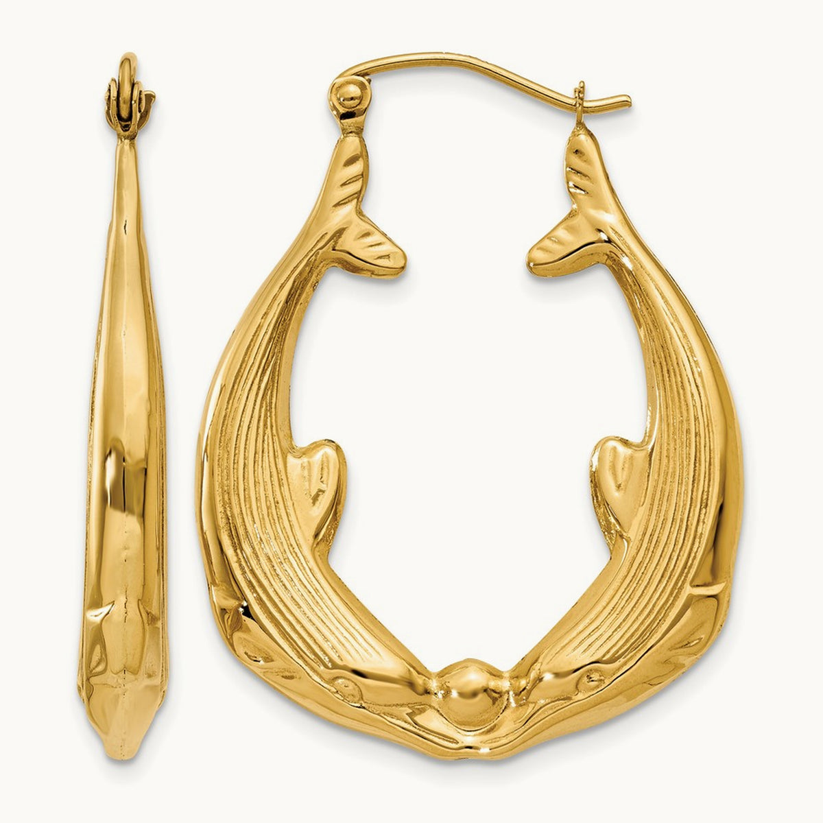 Polished Dolphin Hoop Earrings — 25.25mm