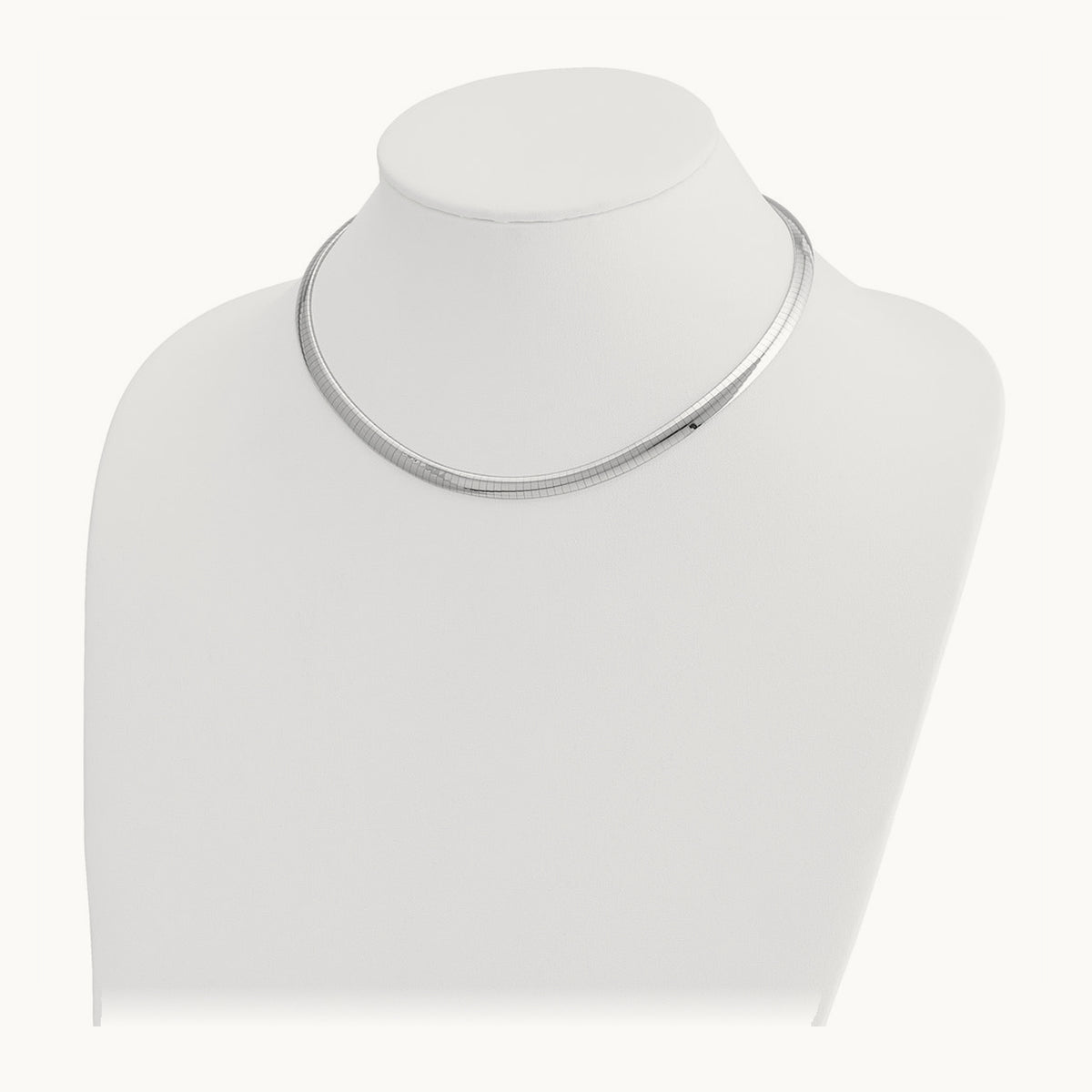 Domed Omega Necklace — 14K White Gold, 16mm, 6mm