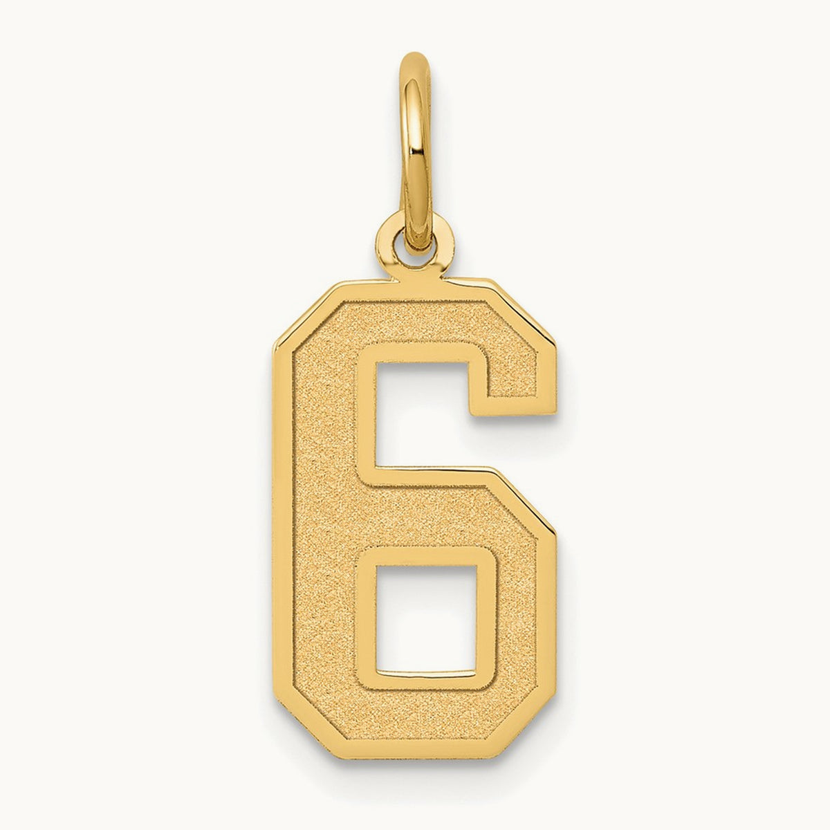 Medium Satin Number 6 Charm — 14K Yellow Gold