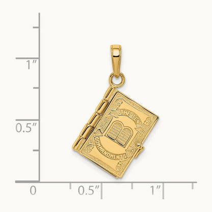 3D Ten Commandments Bible Pendant, 14K