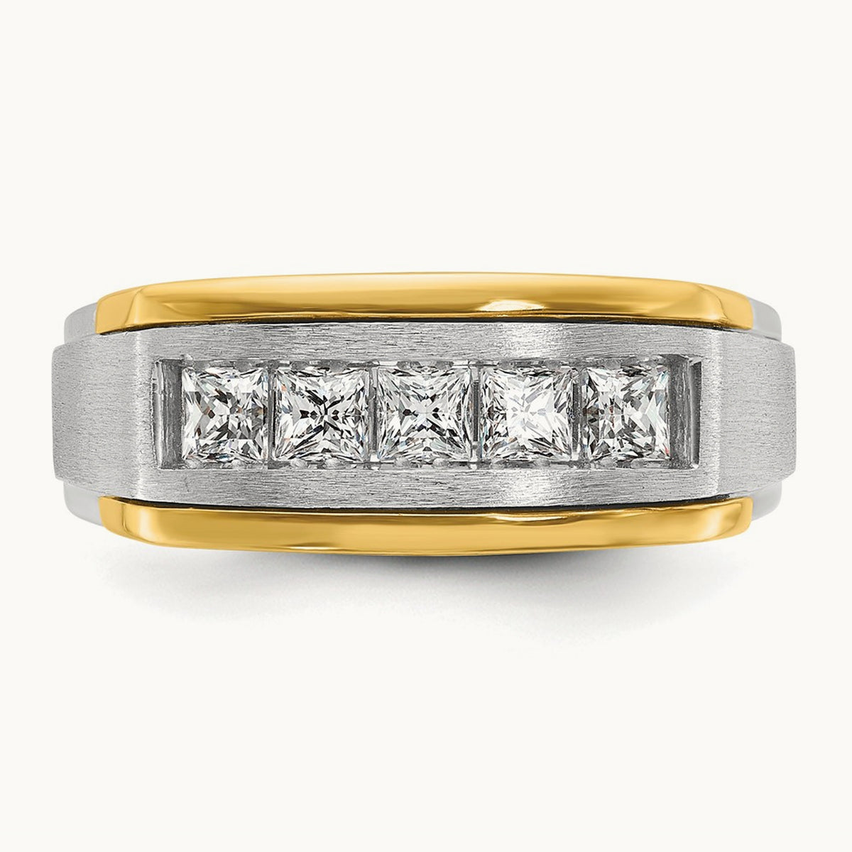 IBGoodman Men's Polished & Satin 5-Stone Diamond Ring, 14K Two-tone